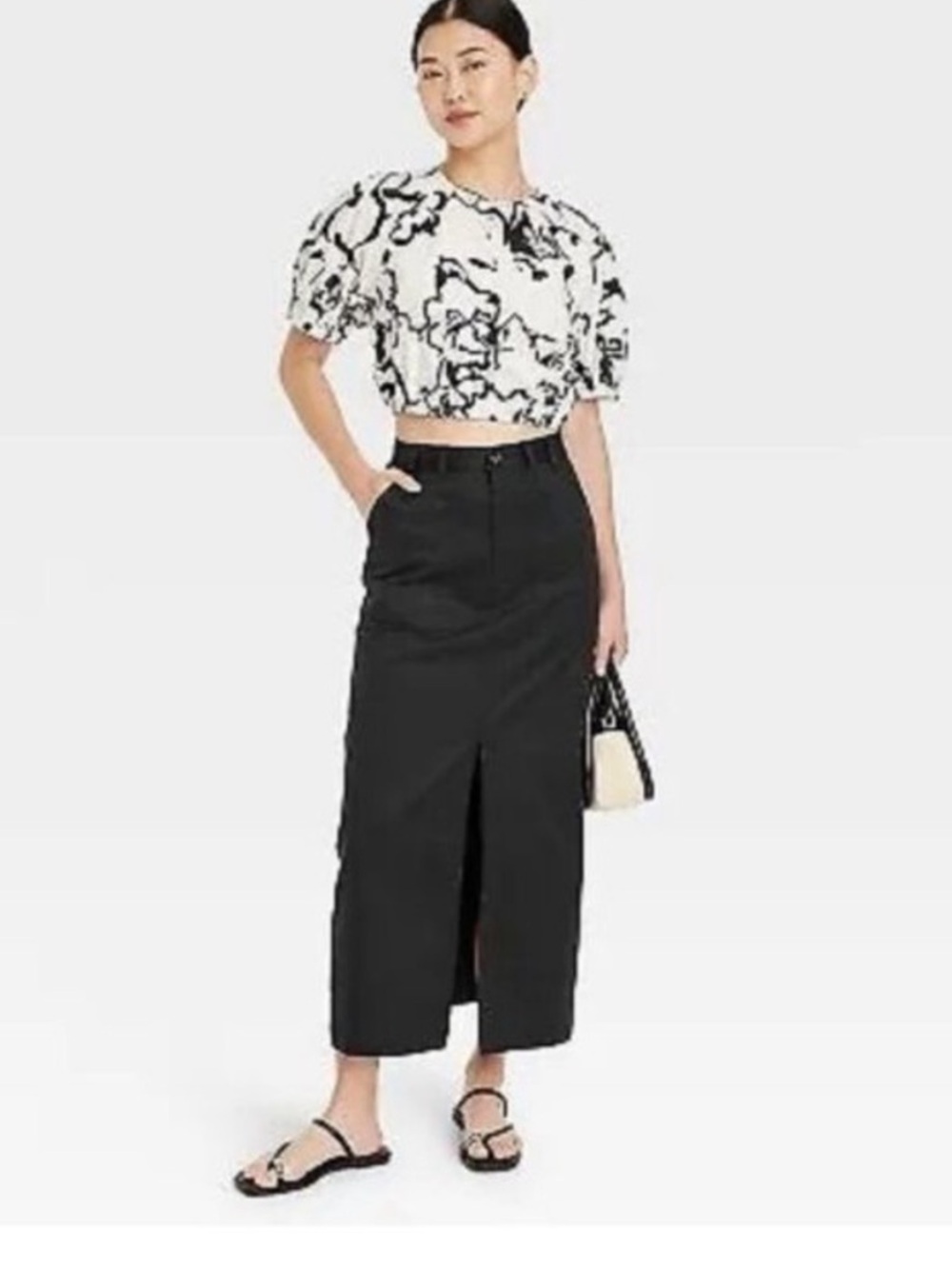 a new day Black Maxi Skirt with Front Slit